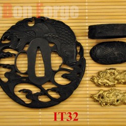 High Quality Carp Theme Iron Tsuba Fittings For Japanese Samurai Sword